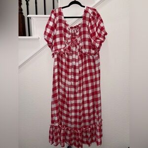 Ivy City Co Red and White Checkered Picnic Maxi Dress